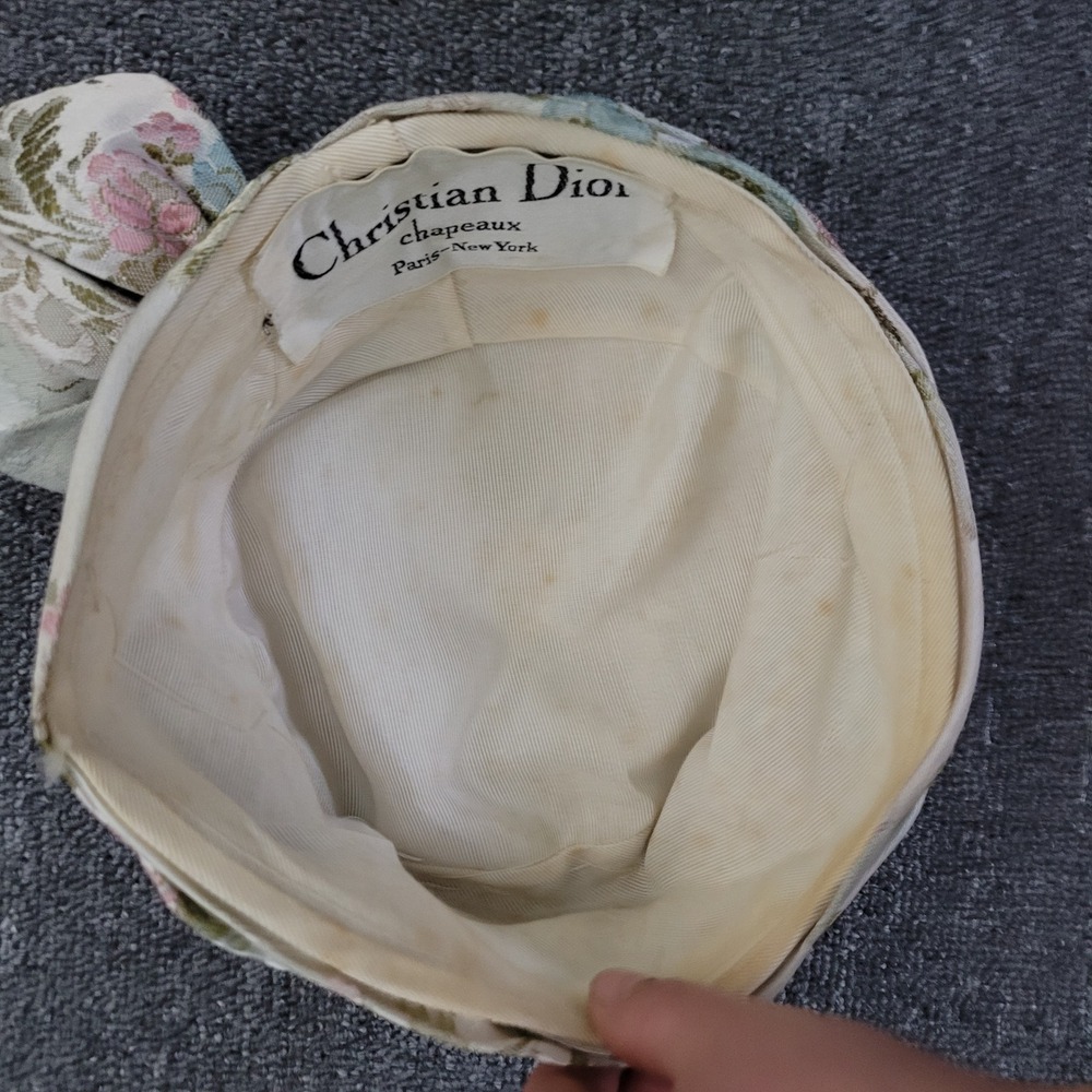 Christian Dior vintage hat turban 50s 60s floral pastel regency glam bow chic - Picture 10 of 16